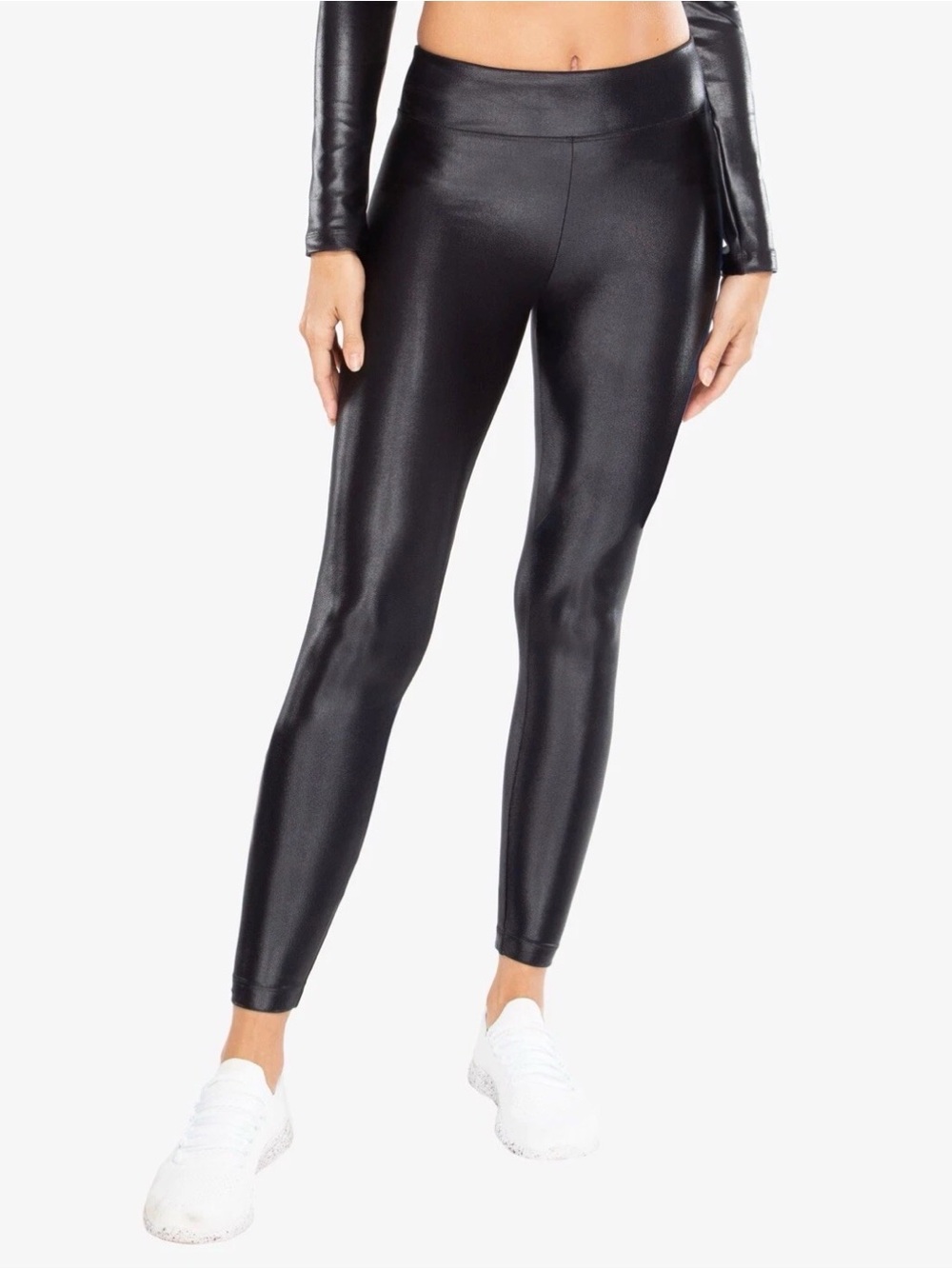 NWOT Koral S Lustrous Shine Leggings Infinity Liquid Metallic Black